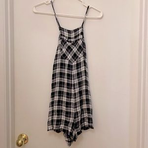 Plaid Short Overalls